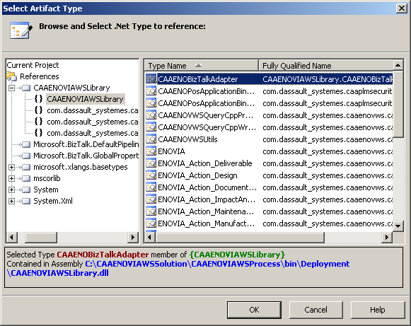 Select Artifact Type Dialog Box