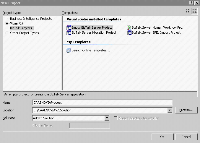 Creating the BizTalk Server Project