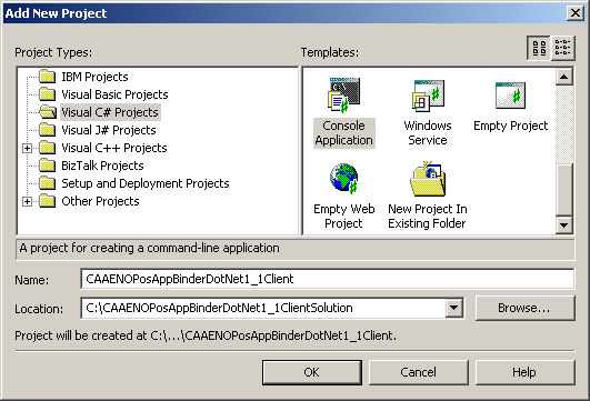 Creating the C# Console Application Project